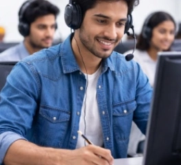 Student preparing for CELPIP English Test on laptop - RCEC