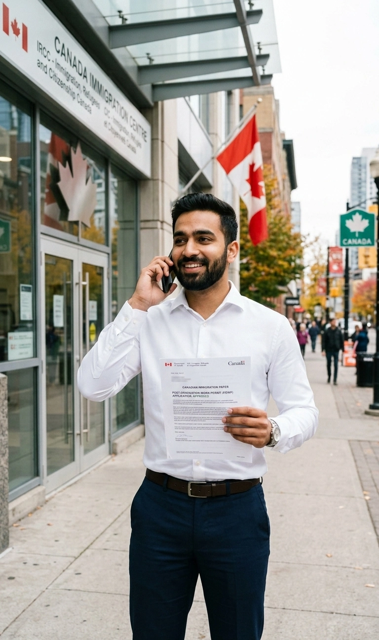 Indian student happily calling family after Canada PGWP approval