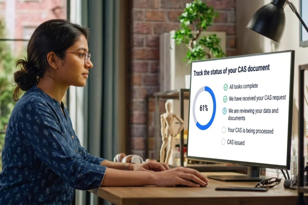 Girl checking CAS Status Report