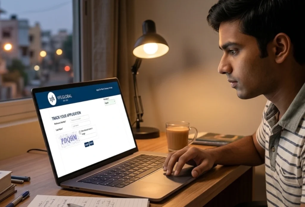 Man tracking his German student visa application status