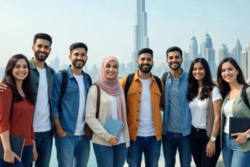 Group of Indian Students on Dubai Student Visa with Local Dubai Students