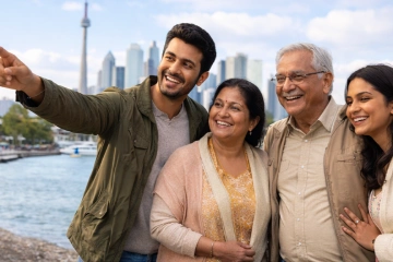Happy Indian Family on Canada Visitor Visa - Enjoying Toronto Outdoors - Rajveer Chahal