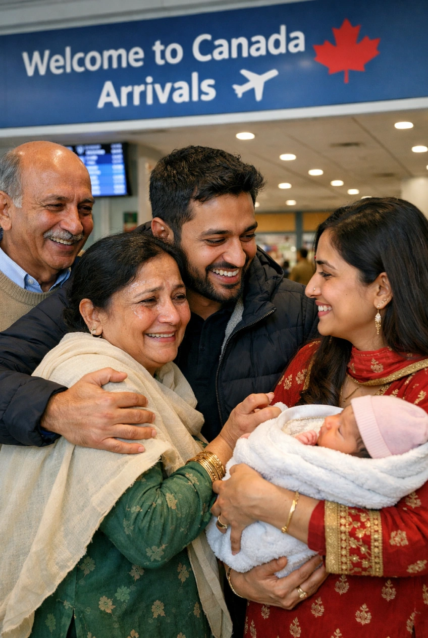Visitor Visa – Canada – RCEC Happy Indian Family on Canada Visitor Visa - Reunion at Toronto Airport - Rajveer Chahal