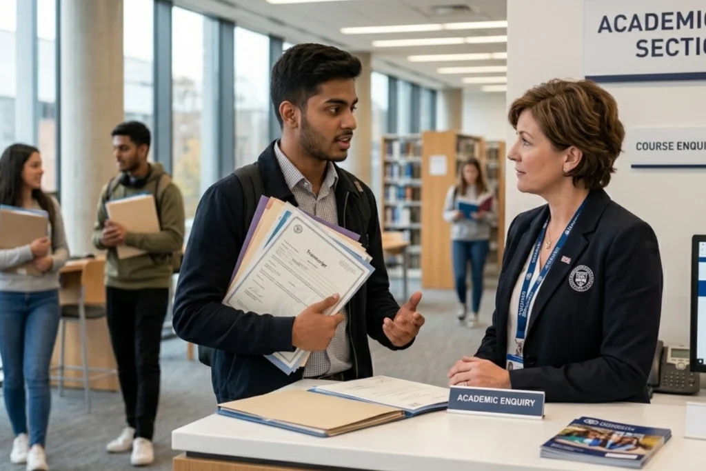 An Indian student discussing how to switch course after UK student visa