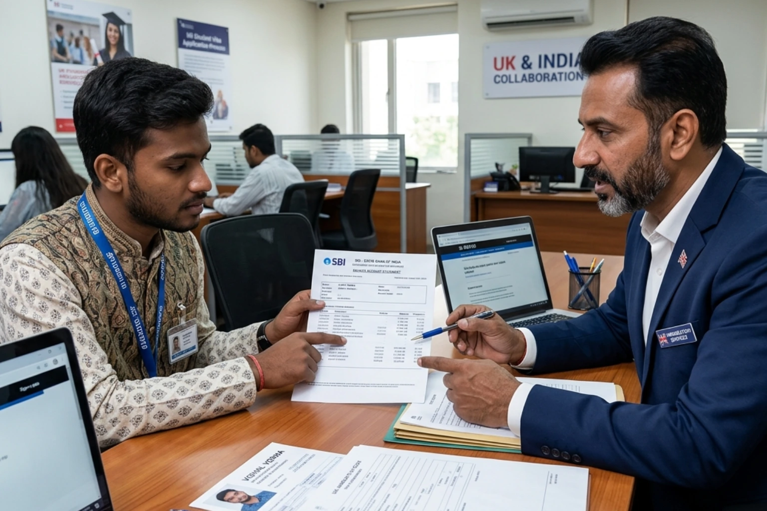 Immigration Agent explaining Indian student UK financial requirements