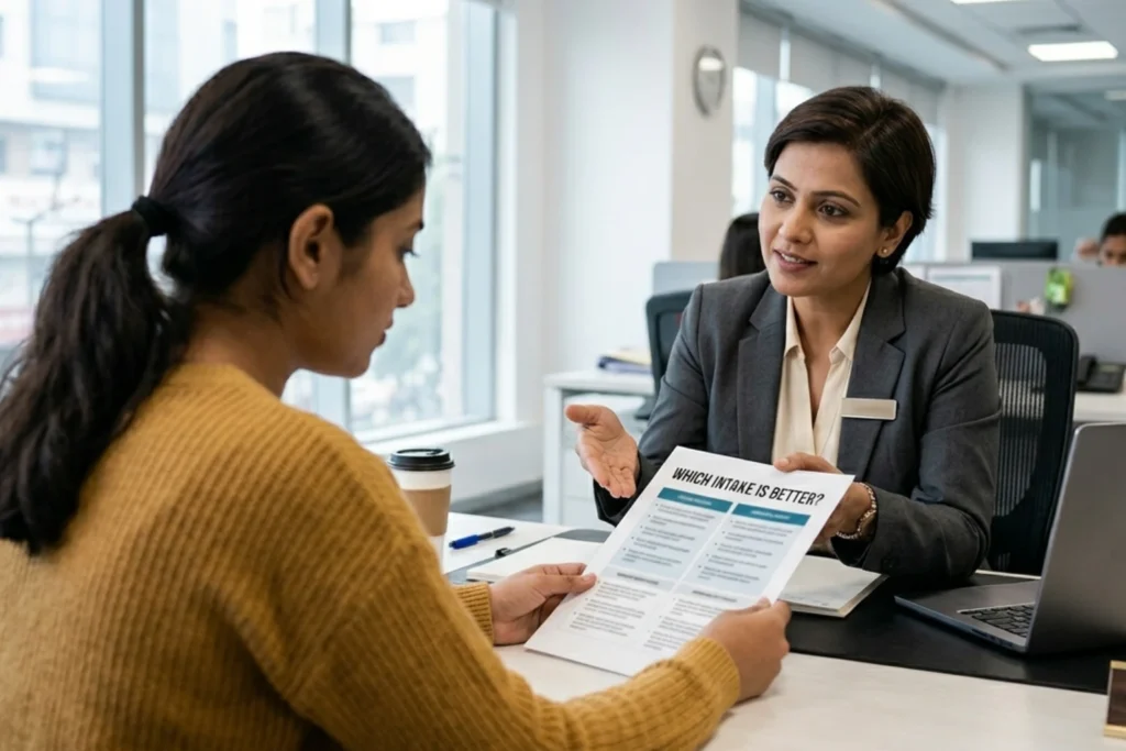 Immigration Agent explaining which intake is better - January or September