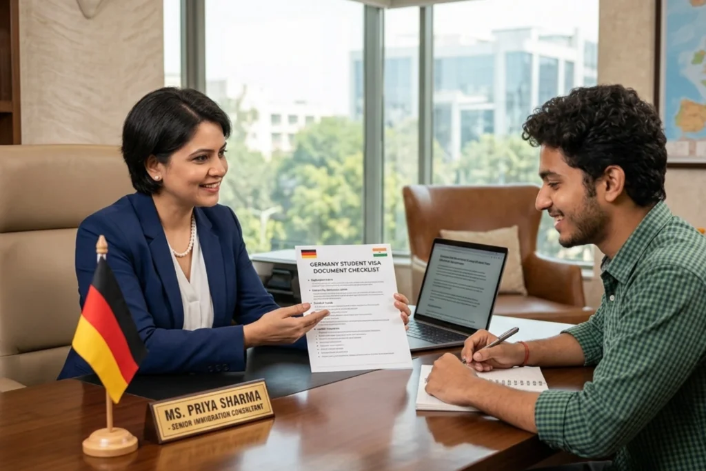 Immigration Consultant showing Germany Student Visa Document Checklist
