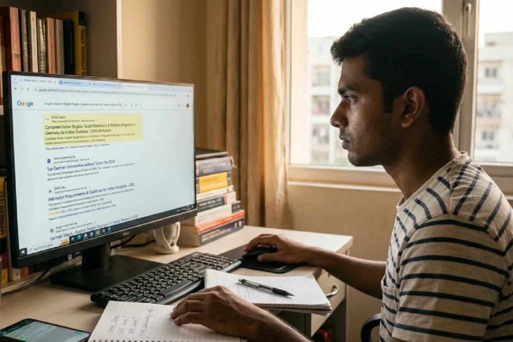 Indian Student Exploring Internet English-Taught Courses in Germany