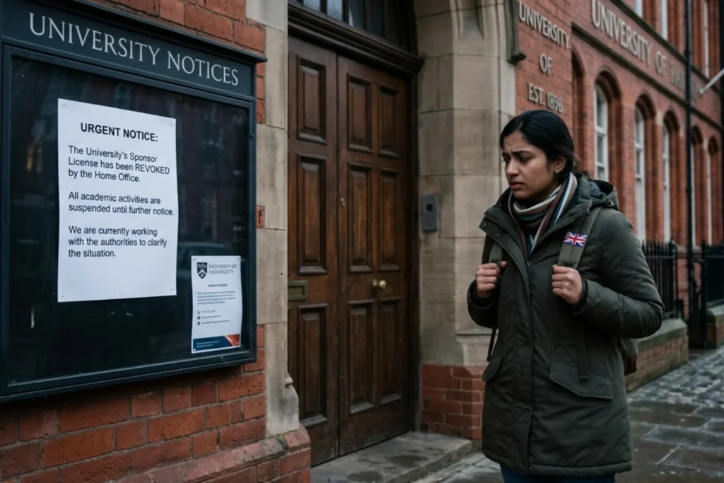 Indian Student on UK Study Visa Reading UK university Loses License Notice