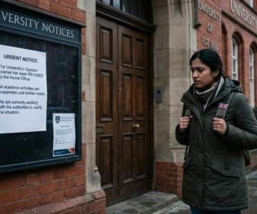 Indian Student on UK Study Visa Reading UK university Loses License Notice