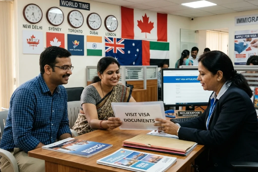 Indian couple showing documents to support their ties with home country