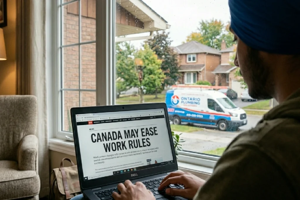 Man looking happy on seeing new that Canada may ease work rules