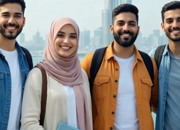 Group of Indian Students on Dubai Student Visa with Local Dubai Students