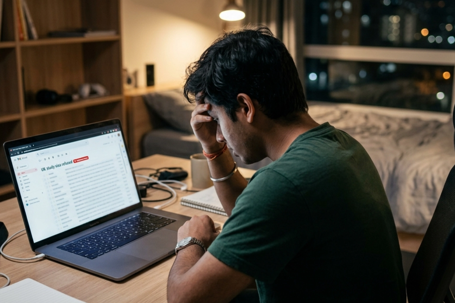 Student checking his UK study visa refusal email