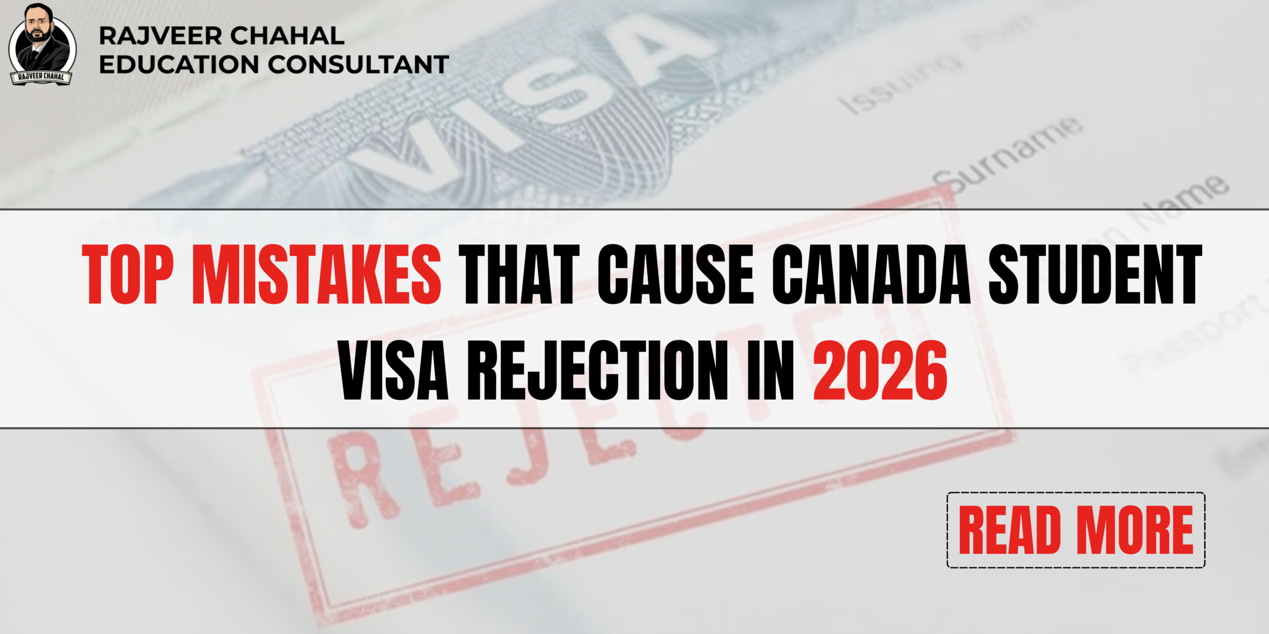 Canada student visa rejection in 2026 caused by weak study permit application and financial issues.