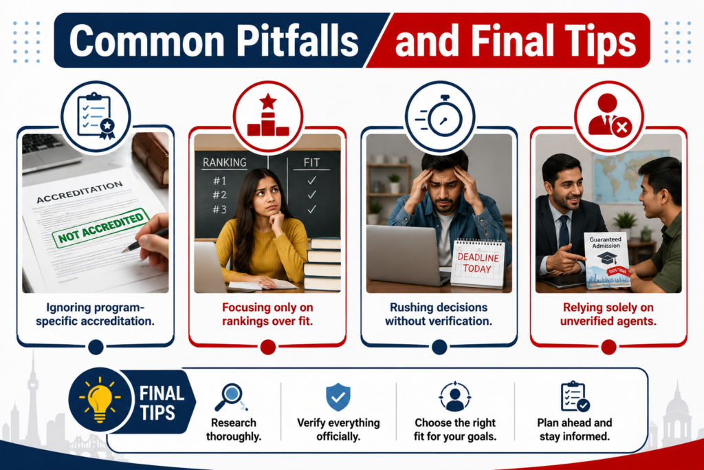 Current image: Infographic highlighting common mistakes students make when choosing a college in Canada